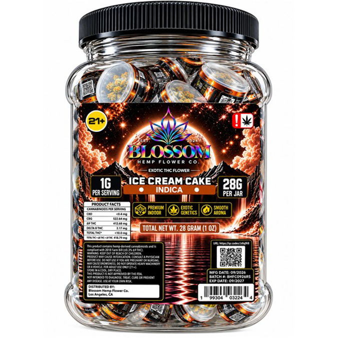 Picture of BLOSSOM THC FLOWER 1G 28CT JAR - ICE CREAM CAKE (INDICA)