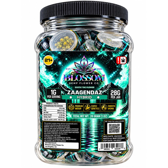 Picture of BLOSSOM THC FLOWER 1G 28CT JAR - ZAAGENDAZ (HYBRID)