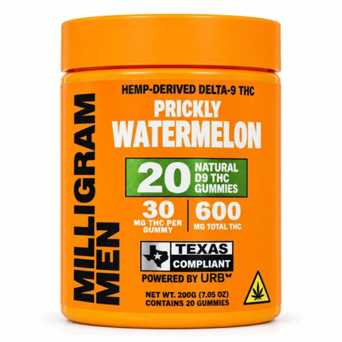 Picture of MILLIGRAM MEN D9 THC GUMMIES 30MG 20CT JAR - PRICKLY WATERMELON