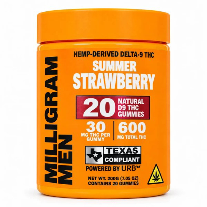 Picture of MILLIGRAM MEN D9 THC GUMMIES 30MG 20CT JAR - SUMMER STRAWBERRY