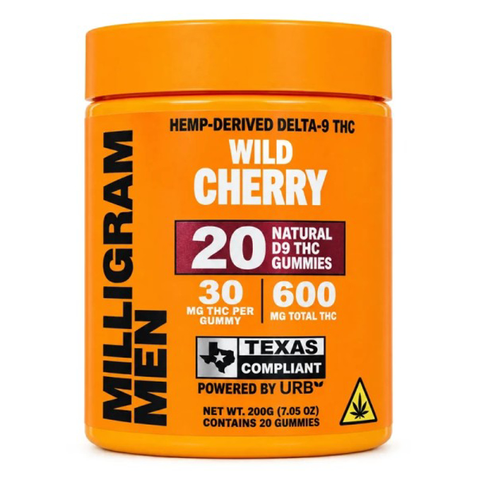 Picture of MILLIGRAM MEN D9 THC GUMMIES 30MG 20CT JAR - WILD CHERRY