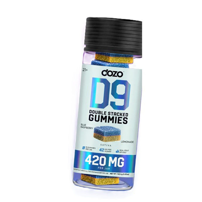 Picture of DOZO D9 THC DOUBLE STACKED GUMMIES 420MG 10CT - BLUE RASPBERRY + LEMONADE (SATIVA)