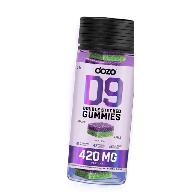 Picture of DOZO D9 THC DOUBLE STACKED GUMMIES 420MG 10CT - GRAPE + APPLE (INDICA)