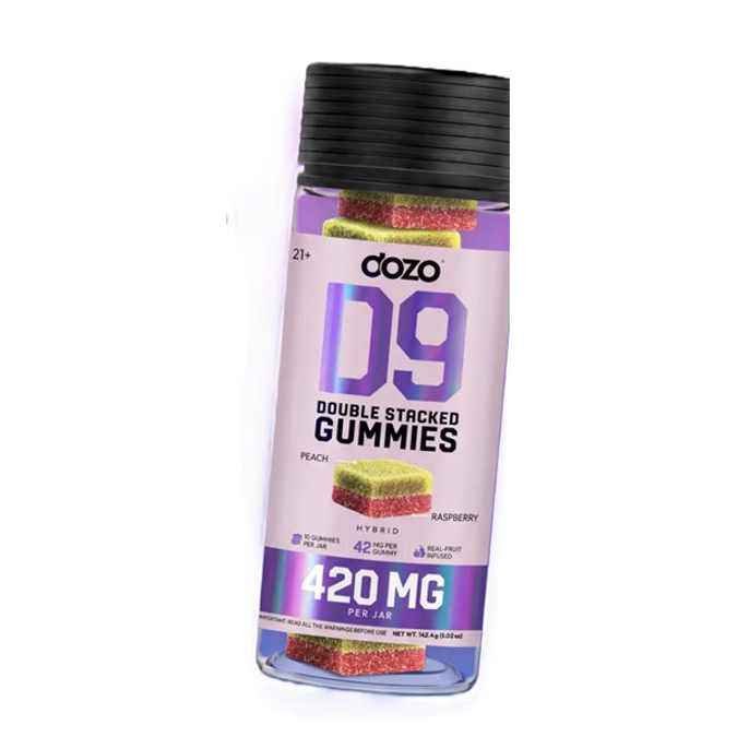 Picture of DOZO D9 THC DOUBLE STACKED GUMMIES 420MG 10CT - PEACH + RASPBERRY (HYBRID)